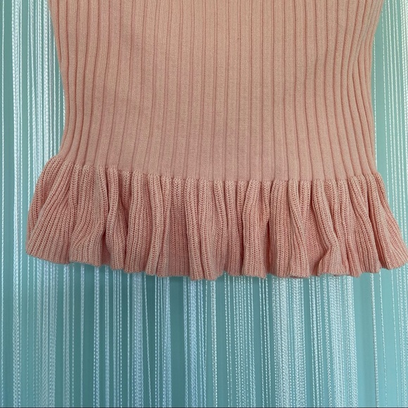 Pink Color Knit Stretchy Ribbed Ruffle Tube Top Size Small - Picture 6 of 15